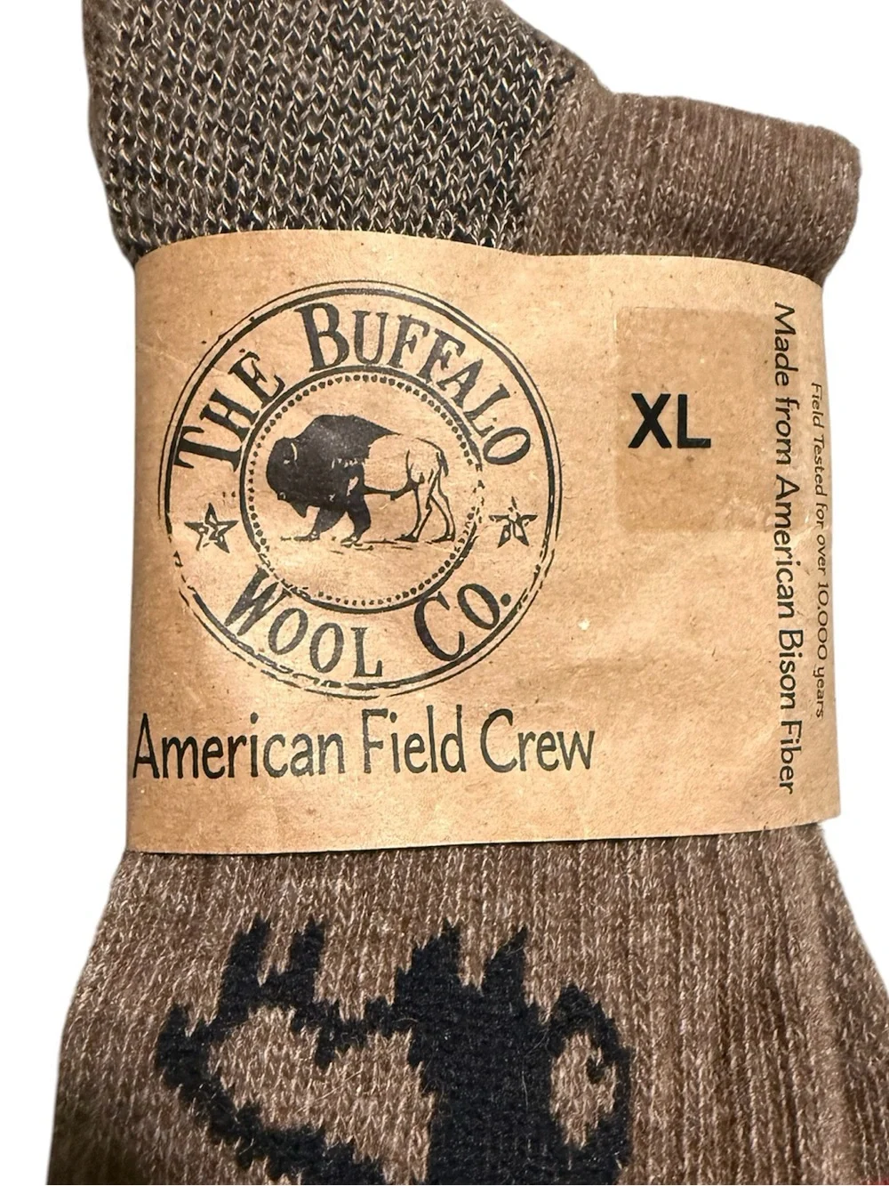 Bison Down Crew Socks, XL, Brown, Warm, Soft, Gift, Hiking